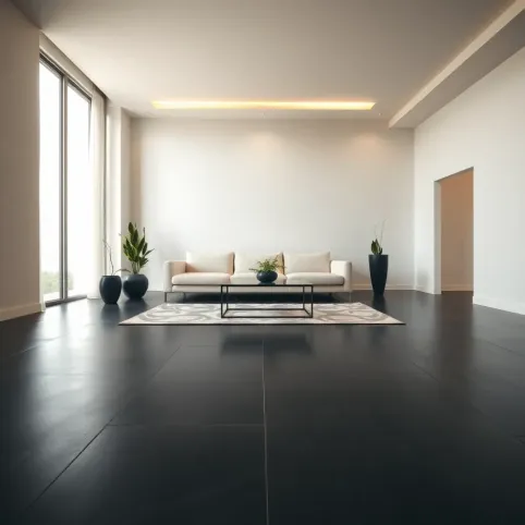 Nowoczesny salon z ciemną podłogą