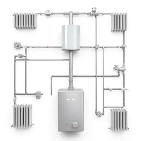schemat instalacji co w układzie otwartym