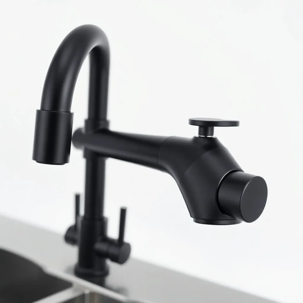 Bateria kuchenna Hansgrohe z wyciąganą wylewką czarna