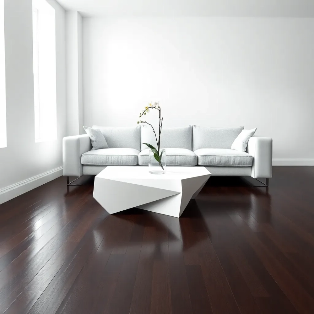 Białe meble do ciemnej podłogi