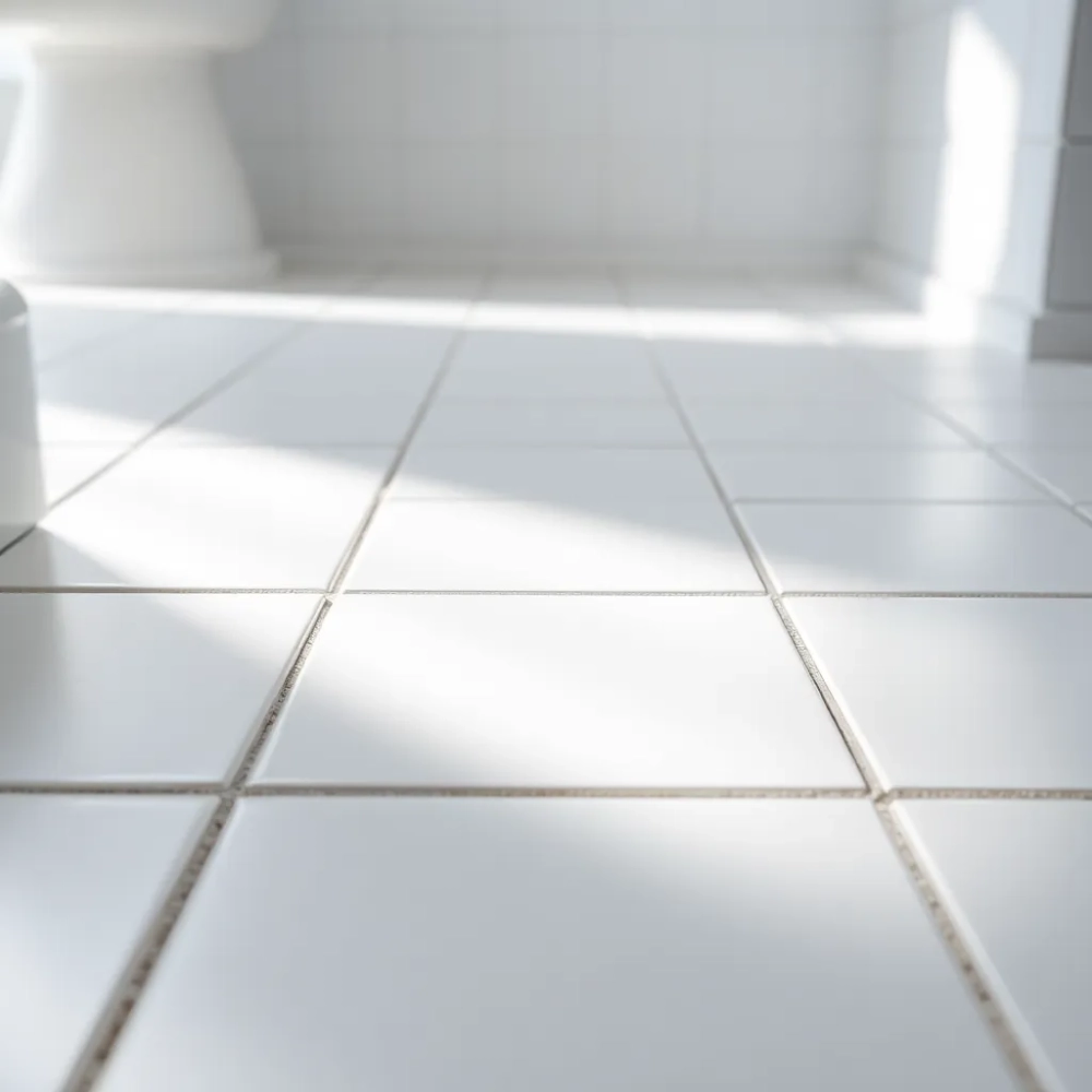 Białe płytki na podłogę do łazienki