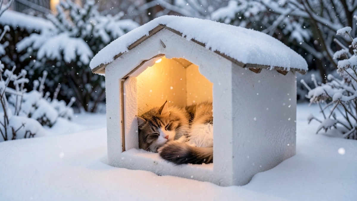 buda dla kota ocieplana styropianem
