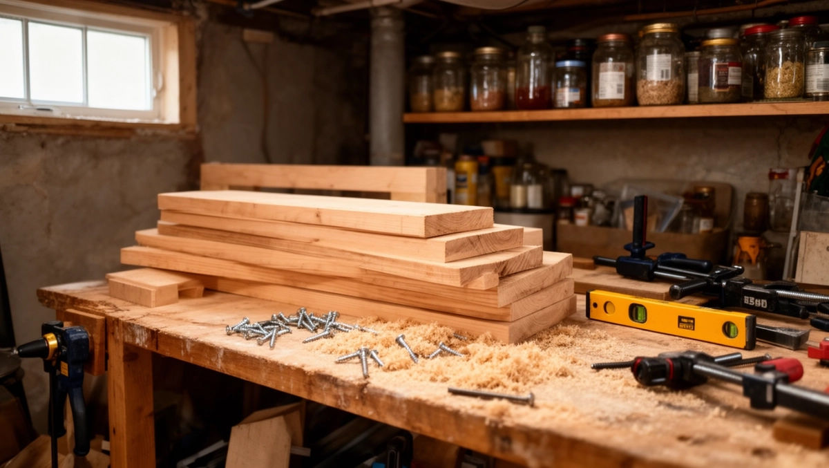 budowa regału z drewna