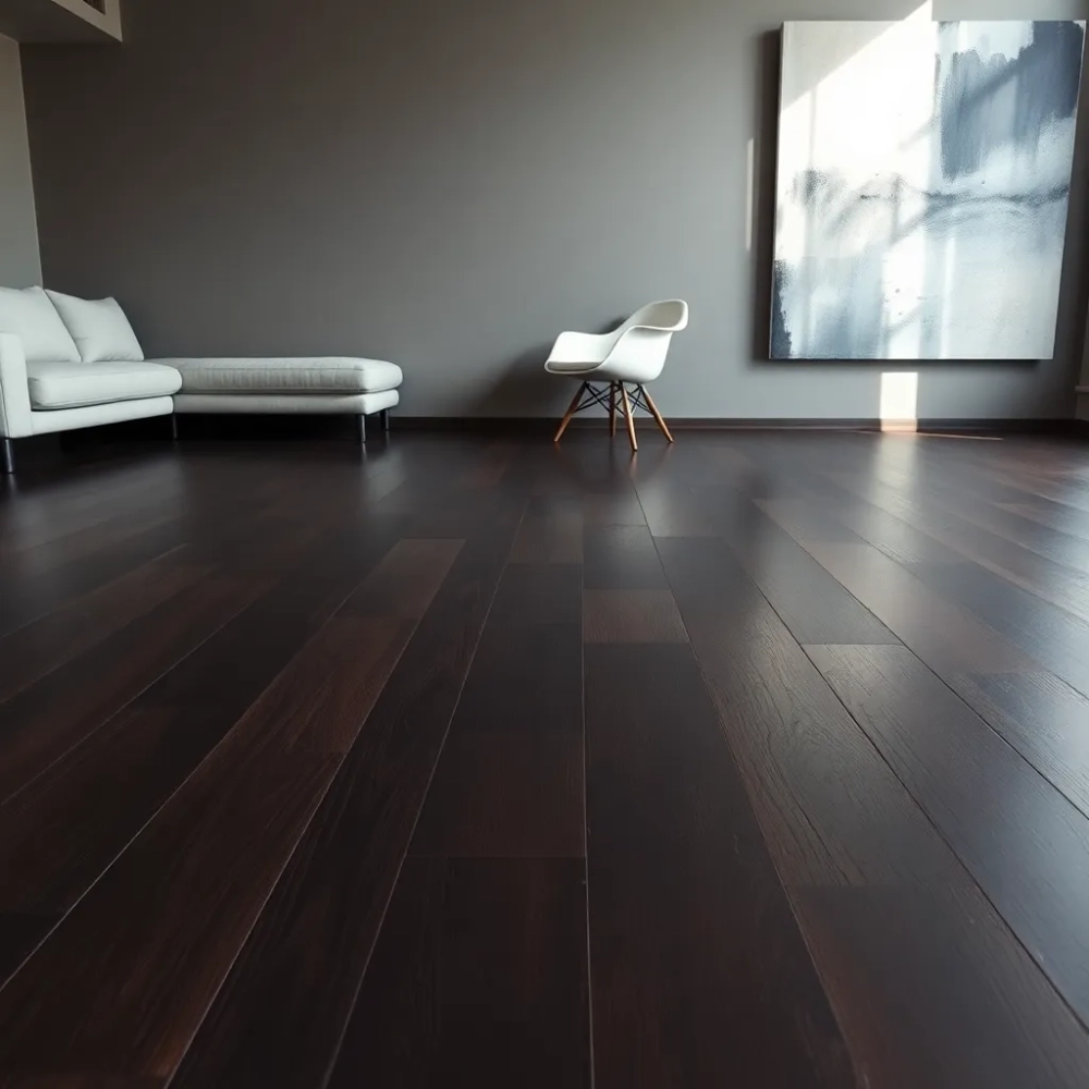 Ciemną podłoga w salonie