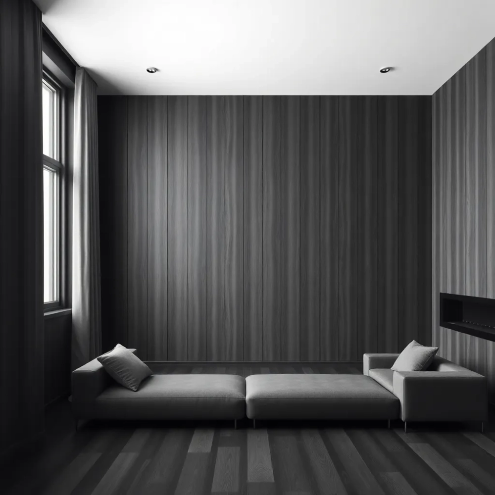 Ciemne panele w salonie