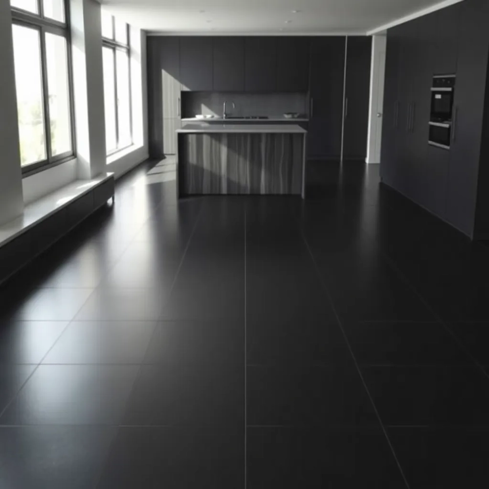 Czarna podłoga w kuchni