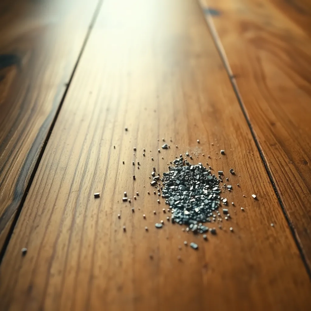 Czyszczenie drewnianej podłogi za pomocą metalowych opiłków