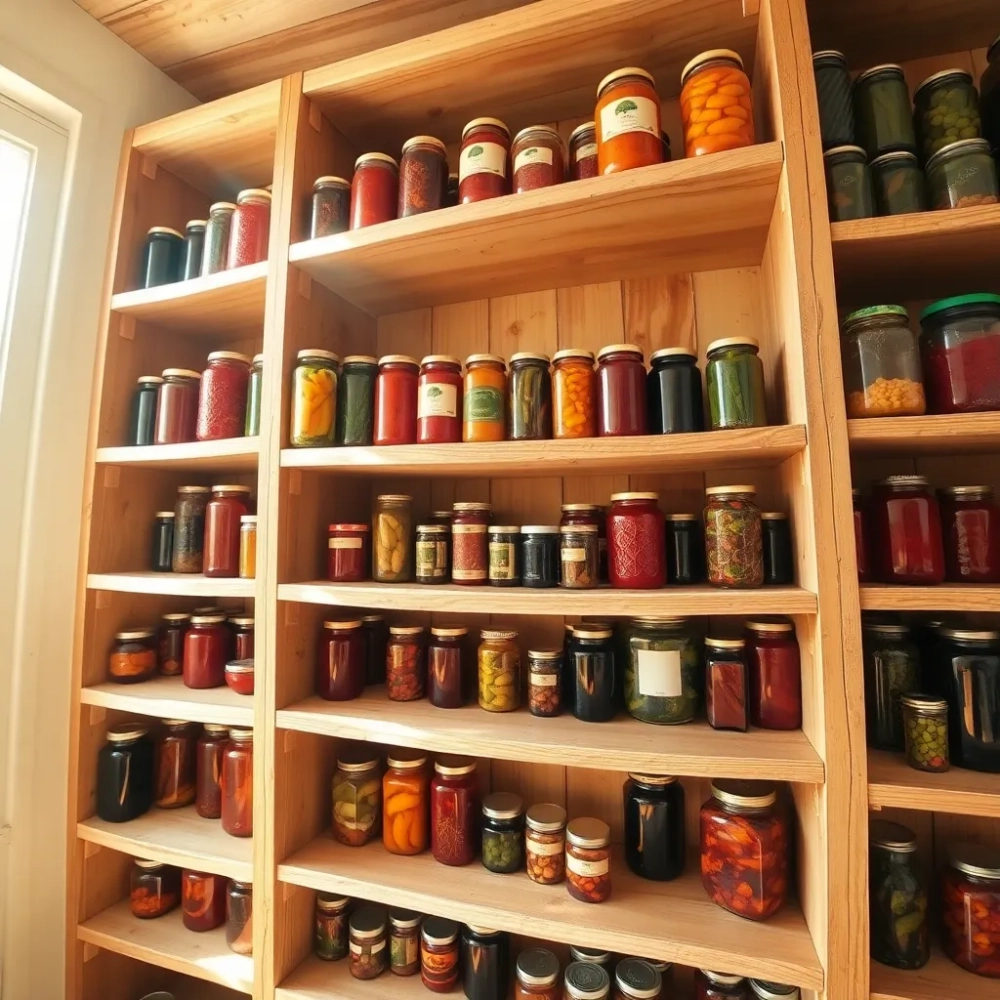 Drewniany regał na przetwory