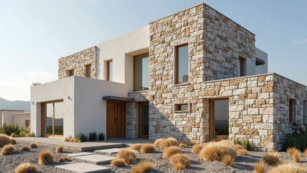 Elewacja z kamienia na styropianie