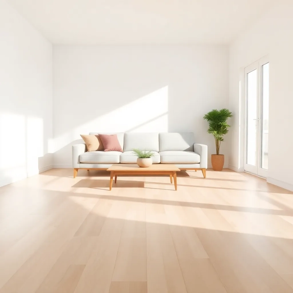 Jasna podłoga w salonie