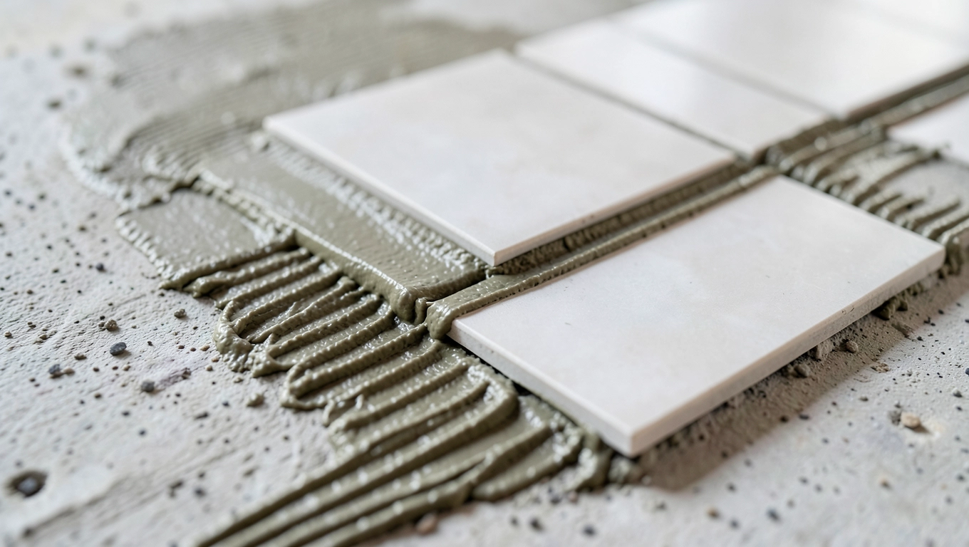 Klejenie płytek na grzebień z wyrównaniem