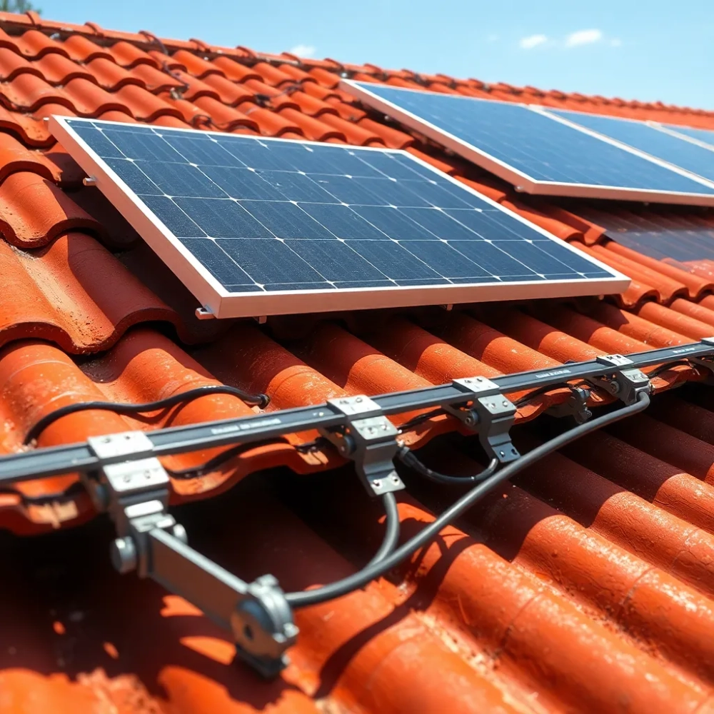 Montaż paneli fotowoltaicznych na dachu z dachówką