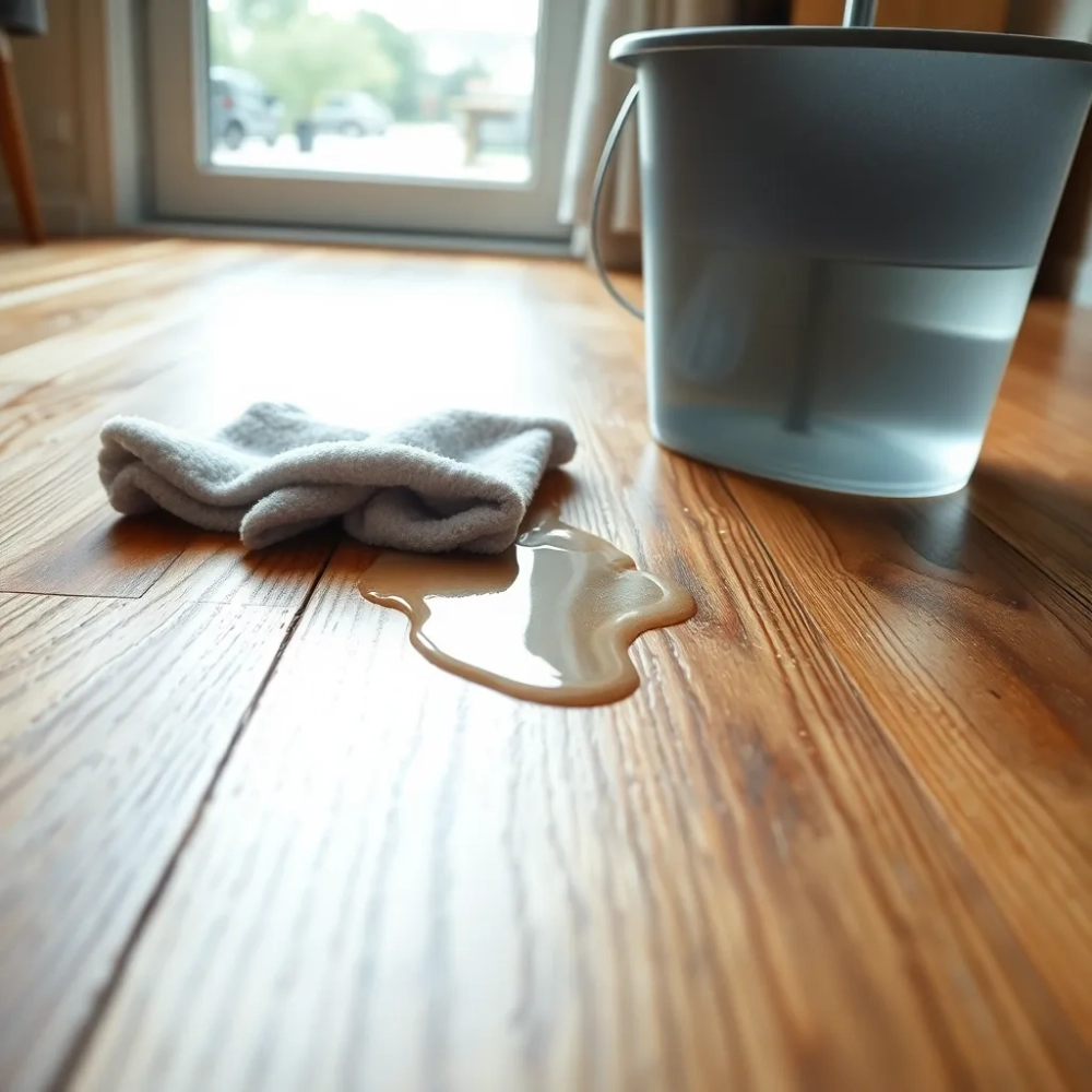 Mycie podłogi drewnianej wodą z octem