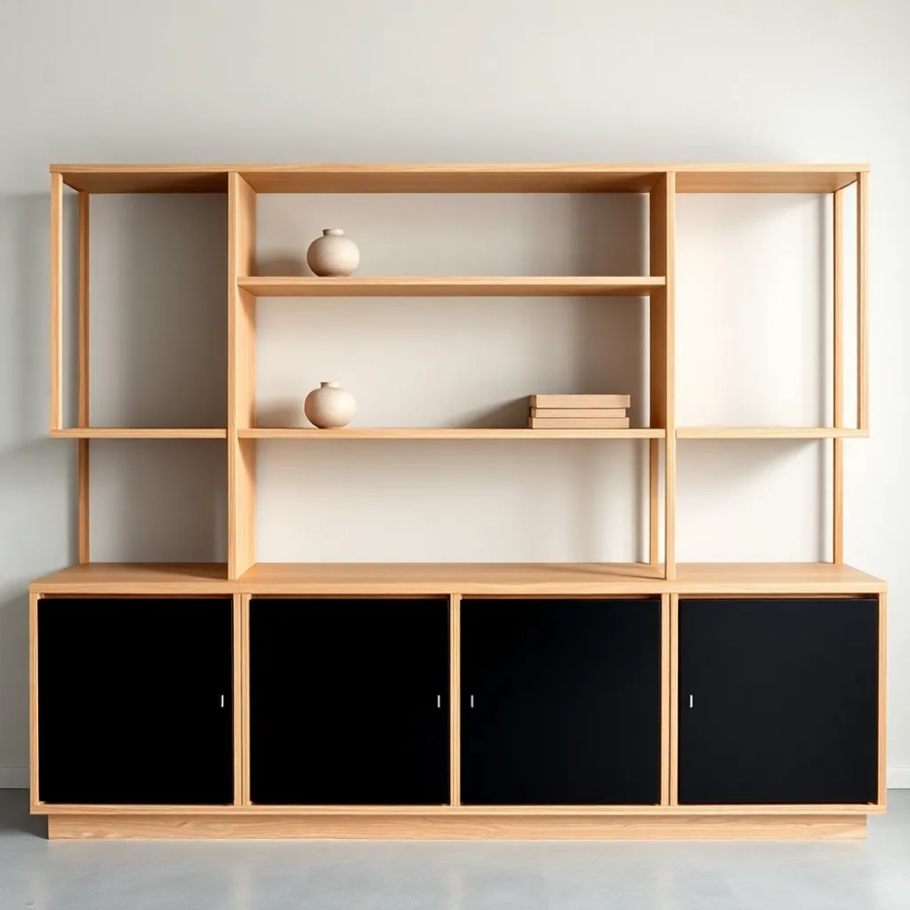 Nowoczesny regał z drzwiczkami