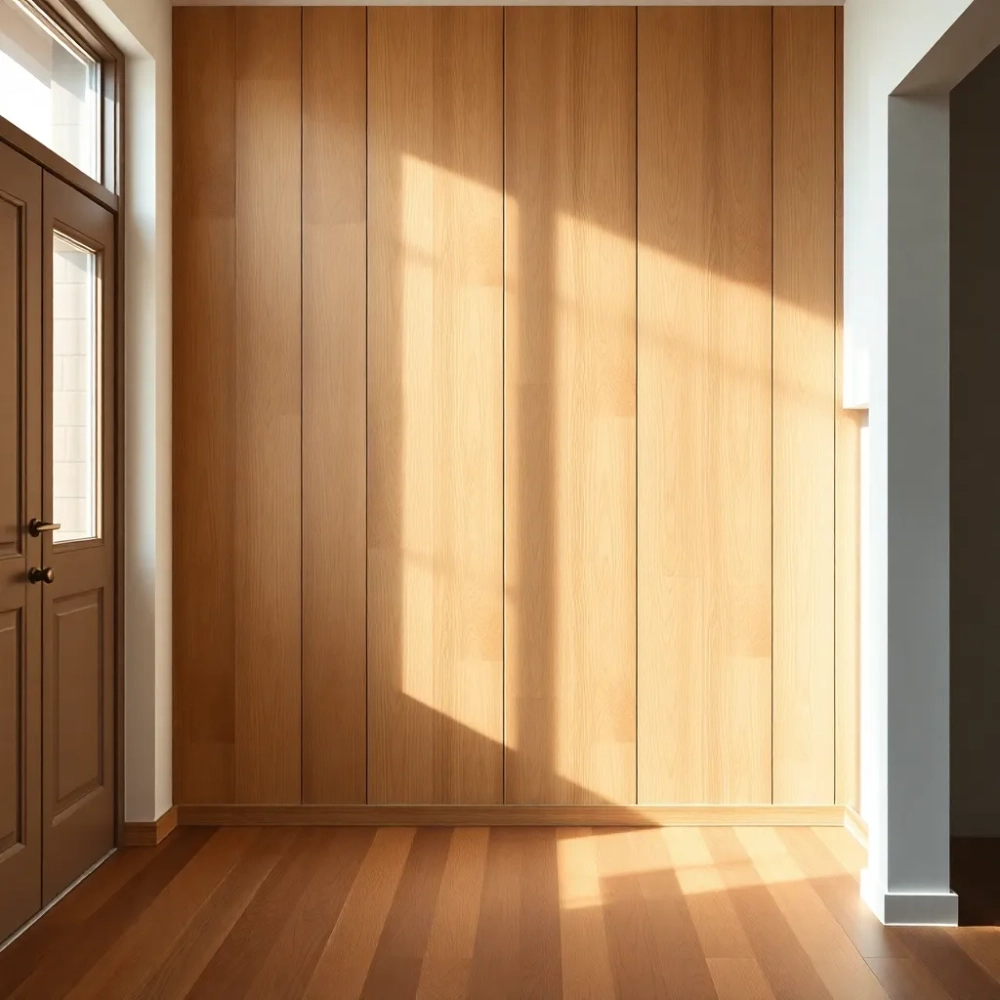 Panele podłogowe na ścianie w przedpokoju