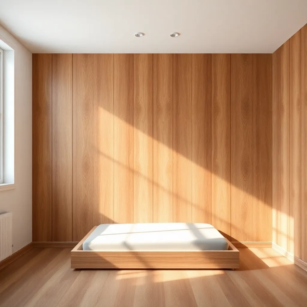 Panele podłogowe na ścianie w sypialni