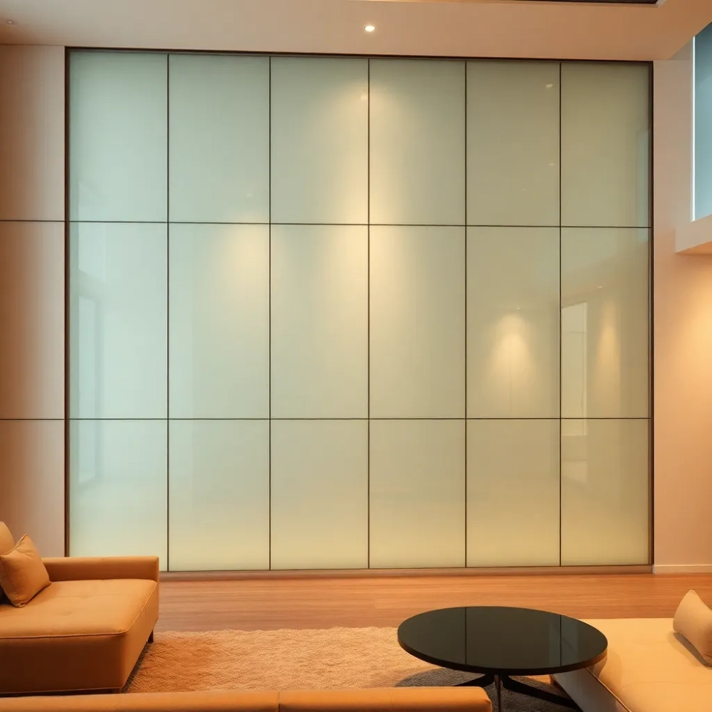 Panele szklane na ścianę w salonie