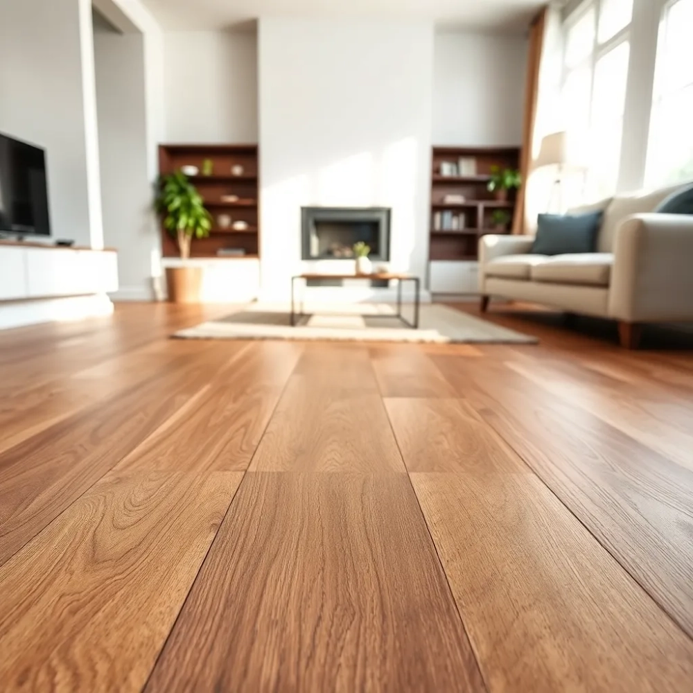 Podłoga drewnopodobna w salonie