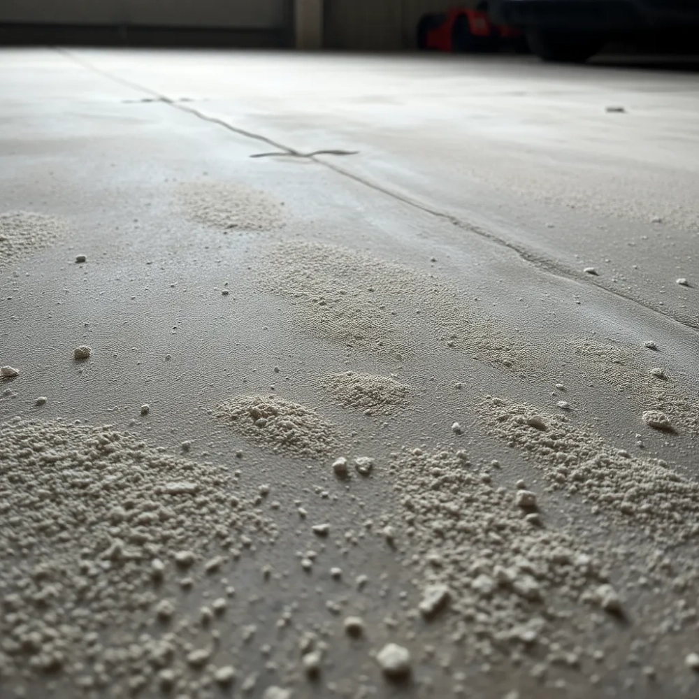Pyląca posadzka w garażu