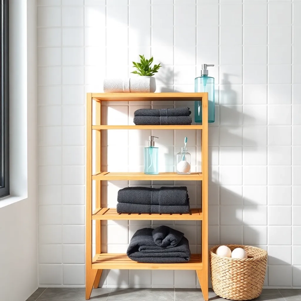 Regał bambusowy do łazienki