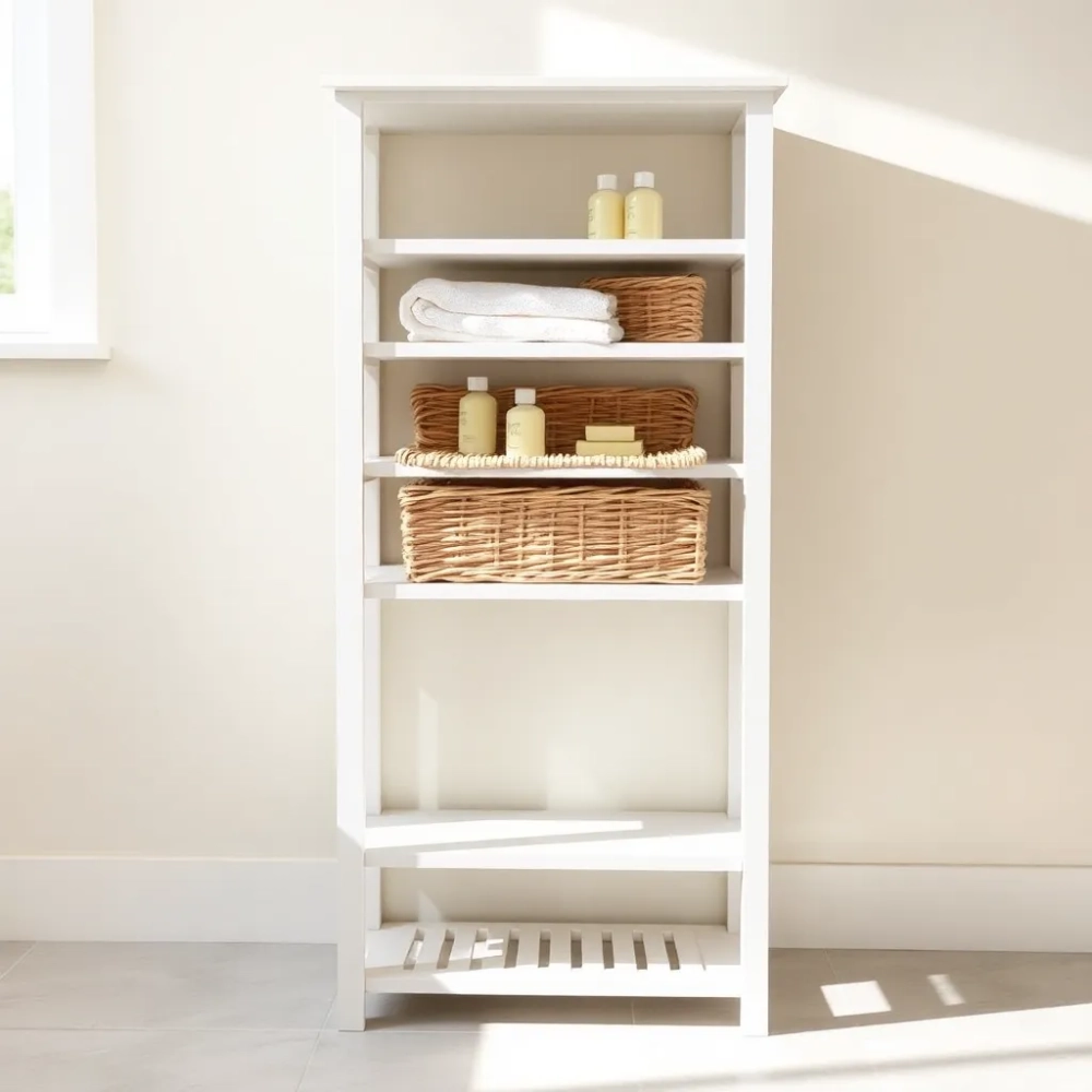 Regał do łazienki z koszykami