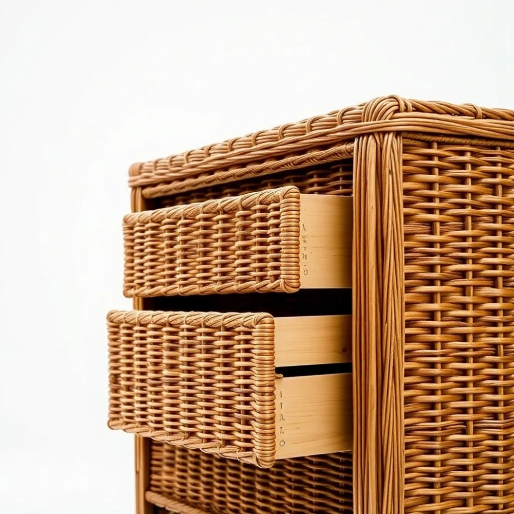 Regał wiklinowy z szufladami