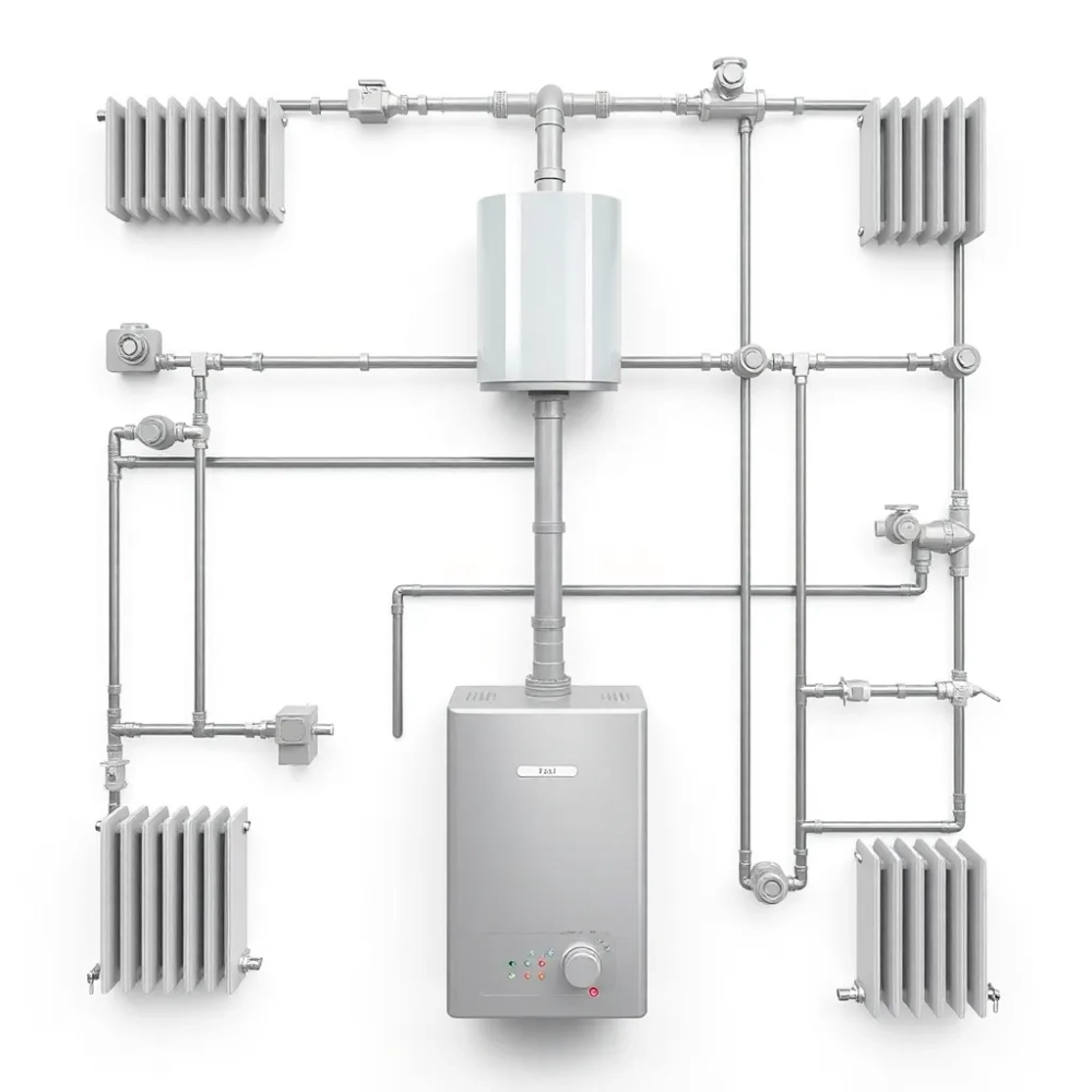 schemat instalacji co w układzie otwartym