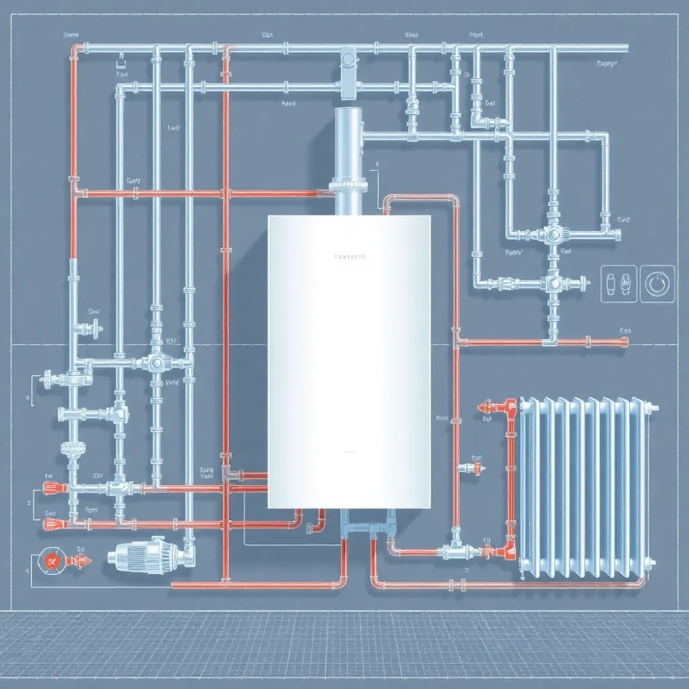 schemat instalacji co z kotłem gazowym