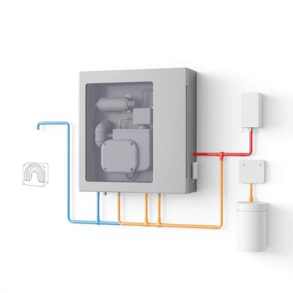 Schemat instalacji z pompą ciepła monoblok