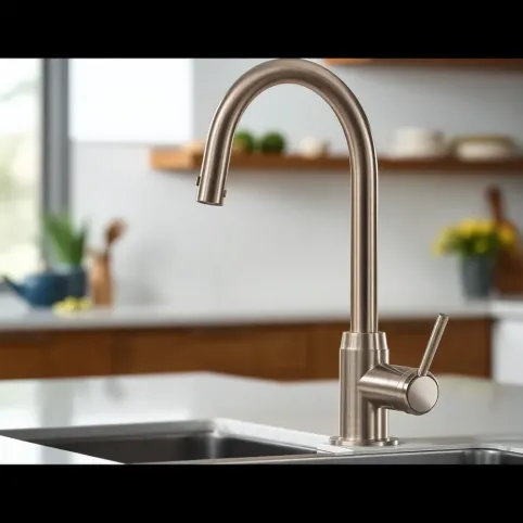 Bateria kuchenna z wyciąganą wylewką stal szczotkowana