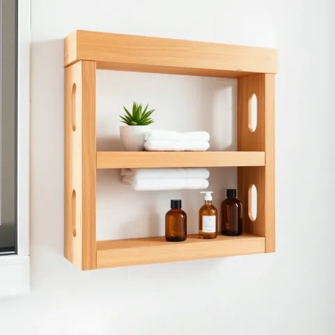 Drewniany regał do łazienki