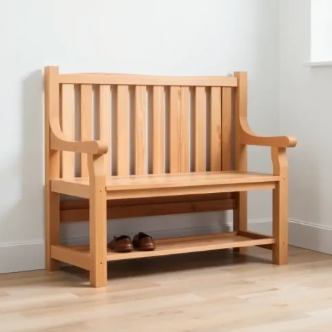Drewniany regał na buty z siedziskiem