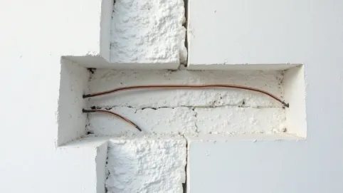 Kable w styropianie na elewacji