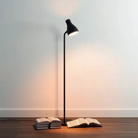 Lampa podłogowa do czytania czarna