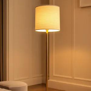 Lampa podłogowa złota z abażurem