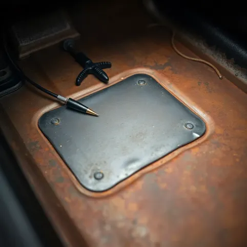 Łatanie podłogi w samochodzie