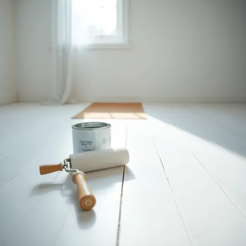 malowanie drewnianej podłogi na biało