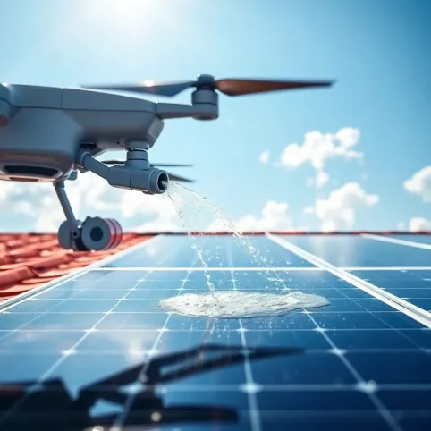 Mycie paneli fotowoltaicznych dronem