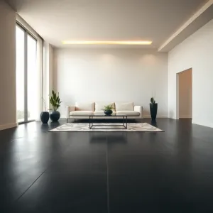 Nowoczesny salon z ciemną podłogą