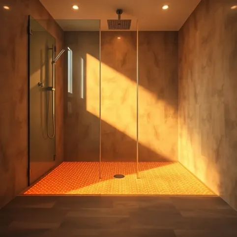 Ogrzewanie podłogowe pod prysznicem walk in
