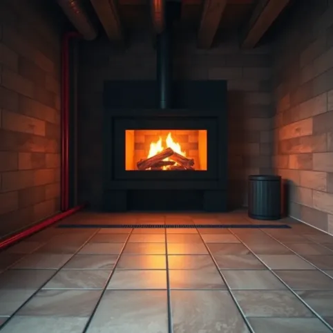 Ogrzewanie podłogowe z kominka z płaszczem wodnym