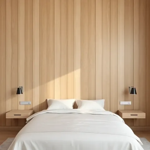 Panele drewniane na ścianie w sypialni