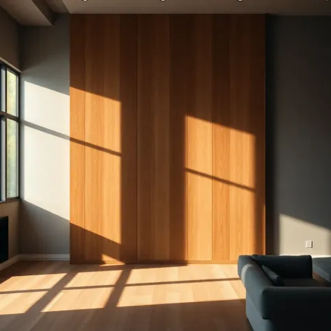 Panele podłogowe na ścianie w salonie