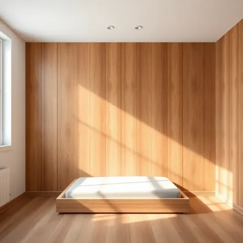 Panele podłogowe na ścianie w sypialni