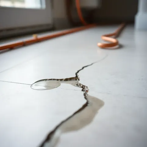 Pęknięta rura ogrzewania podłogowego