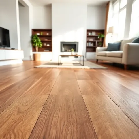 Podłoga drewnopodobna w salonie