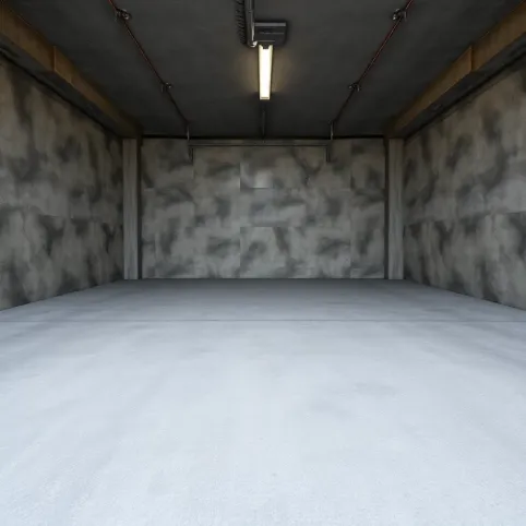 Posadzką na gruncie w garażu