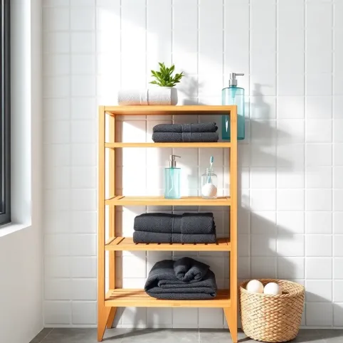 Regał bambusowy do łazienki