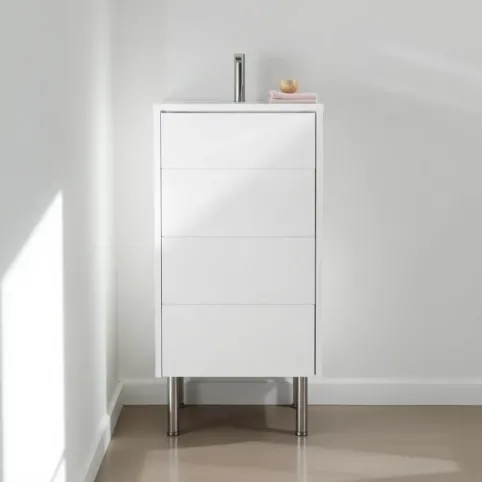 Regał łazienkowy z szufladami wąski