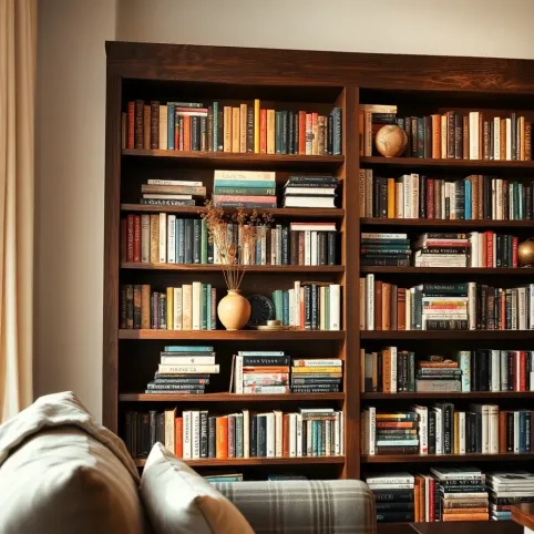 Regał na książki w salonie